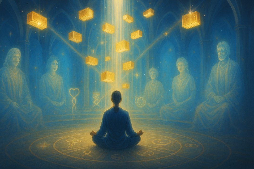 Spiritual Akashic Records certification course with healing, meditation, and soul contract learning visuals