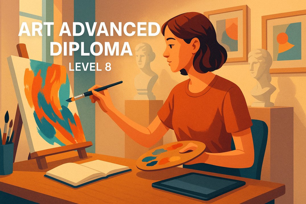 Student creating artwork in painting studio, Art Advanced Diploma Level 8