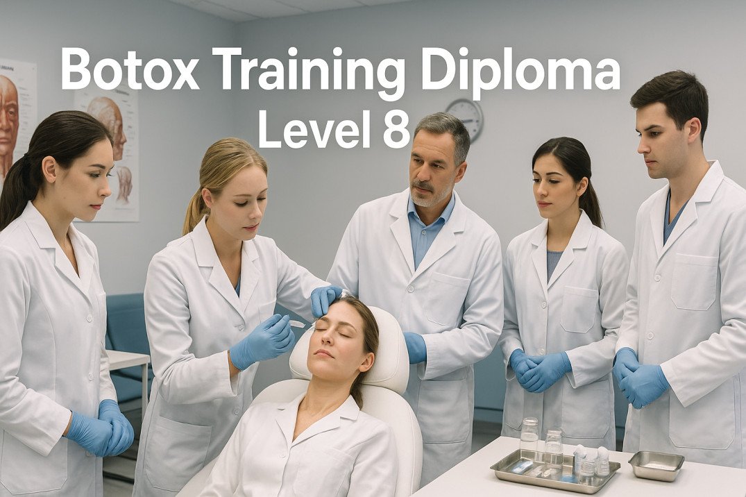 Students learning botox injection techniques in UK diploma training