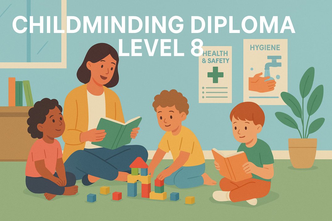 Childminding Diploma Level 8 with childcare, safeguarding, and EYFS training.