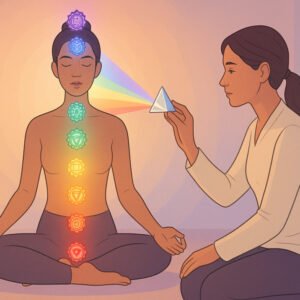 student learning color therapy chakra healing techniques for energy balance