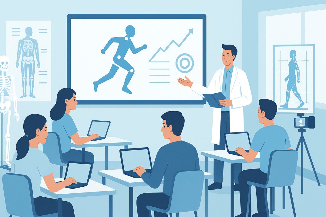 Students studying biomechanics in kinesiology advanced diploma class