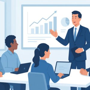 Professional leader guiding a diverse team, symbolising Leadership Advanced Diploma Level 8 skills.