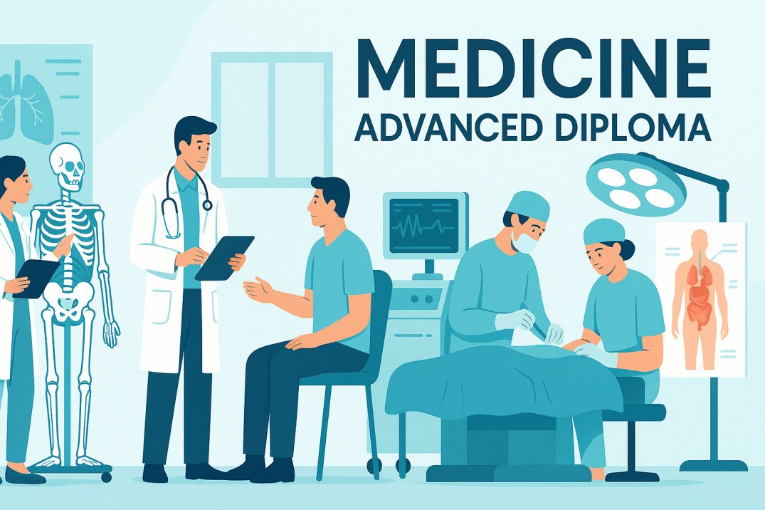 Medical students studying anatomy and clinical care for Medicine Advanced Diploma Level 8