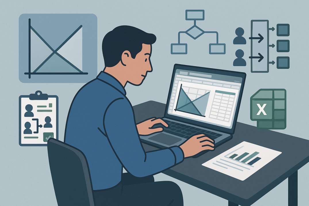 Operations research for engineers illustration showing linear programming models and Excel optimization.