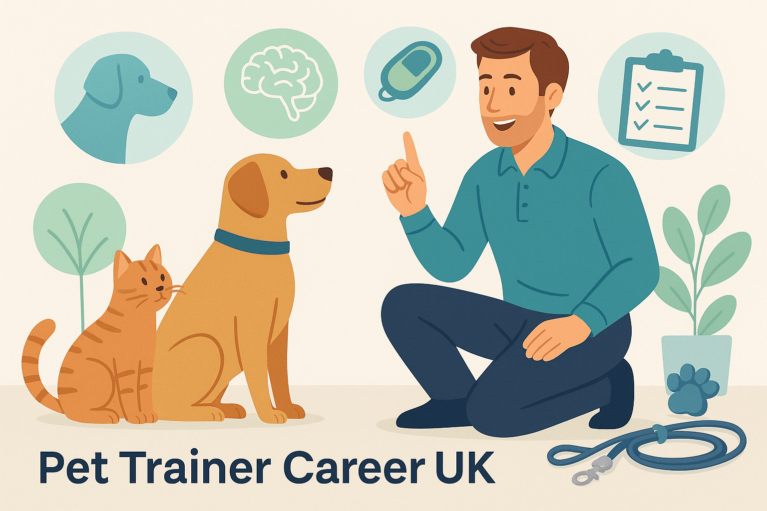 Pet trainer career UK with animal behaviour, psychology, and training skills.