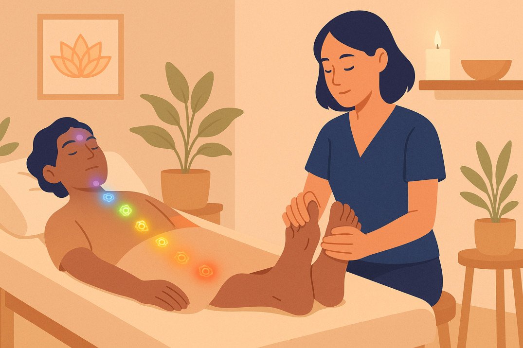 Professional reflexology for chakra healing session with energy balance techniques