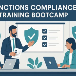 Financial professionals learning sanctions compliance training with AML and KYC concepts.